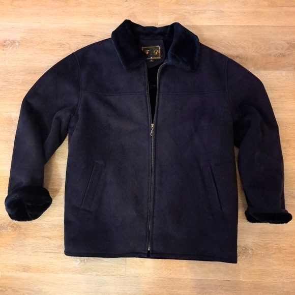 F & D Other - Vintaged Unisex Navy Blue Lambskin Jacket size Large